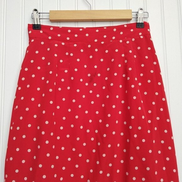 Vintage Red Polka Dot Wrap Midi Skirt Size S M Liz Claiborne Retro Pin Up Wiggle - Picture 9 of 10